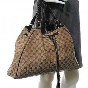 Authentic Gucci Monogram Peggy Braided Tote